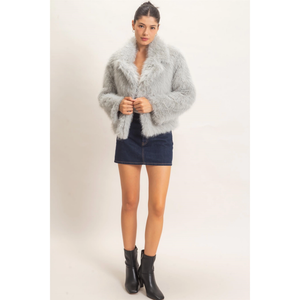 Shawl Collar Faux Fur Jacket