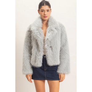 Shawl Collar Faux Fur Jacket