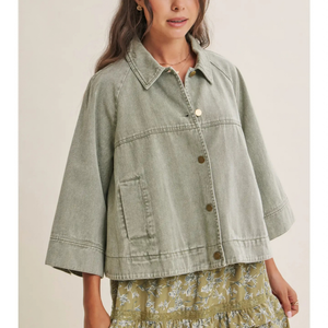 Seasonless Mineral-Washed Cotton Twill Utility Jacket
