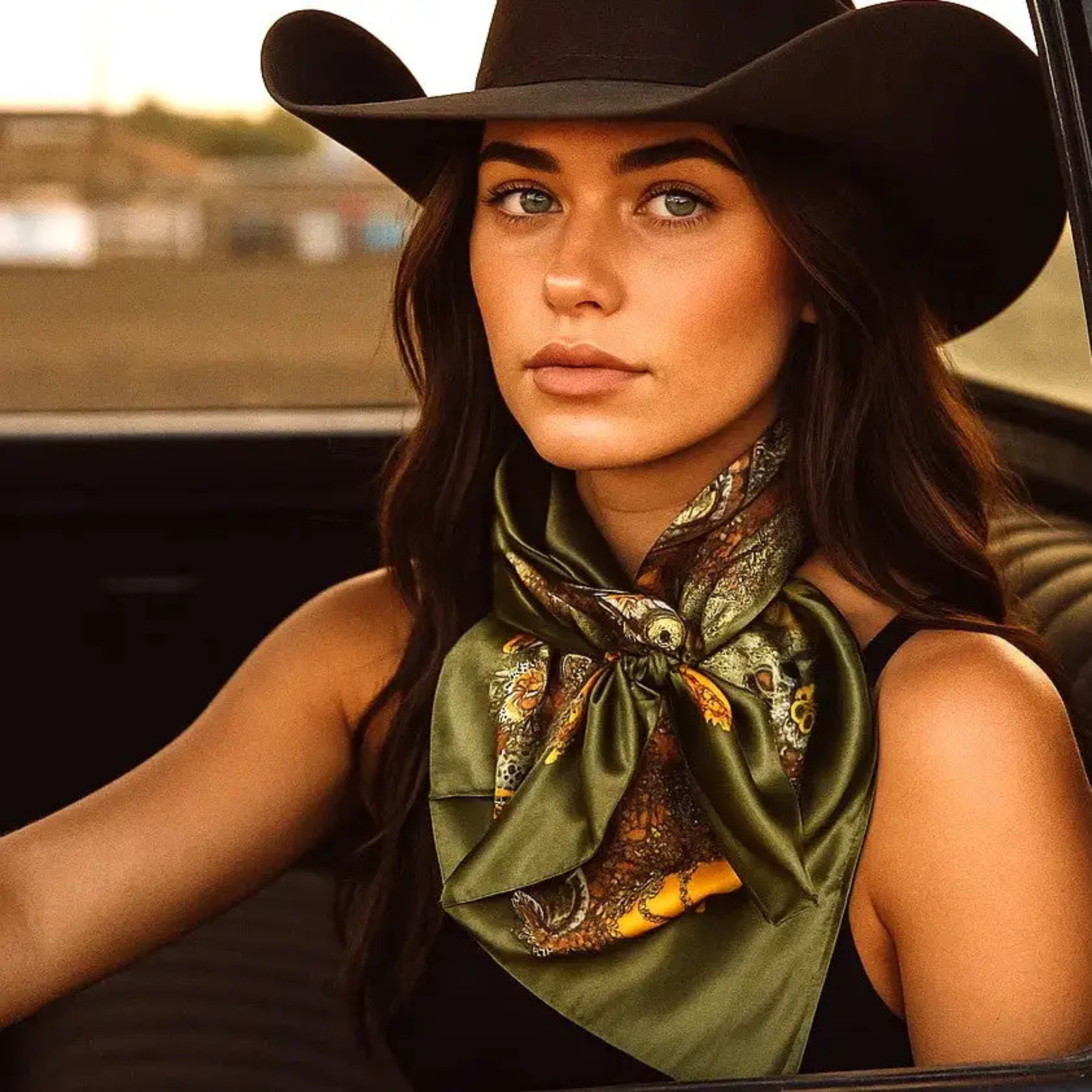 Olive Tone Paisley Wild Rag / Scarf