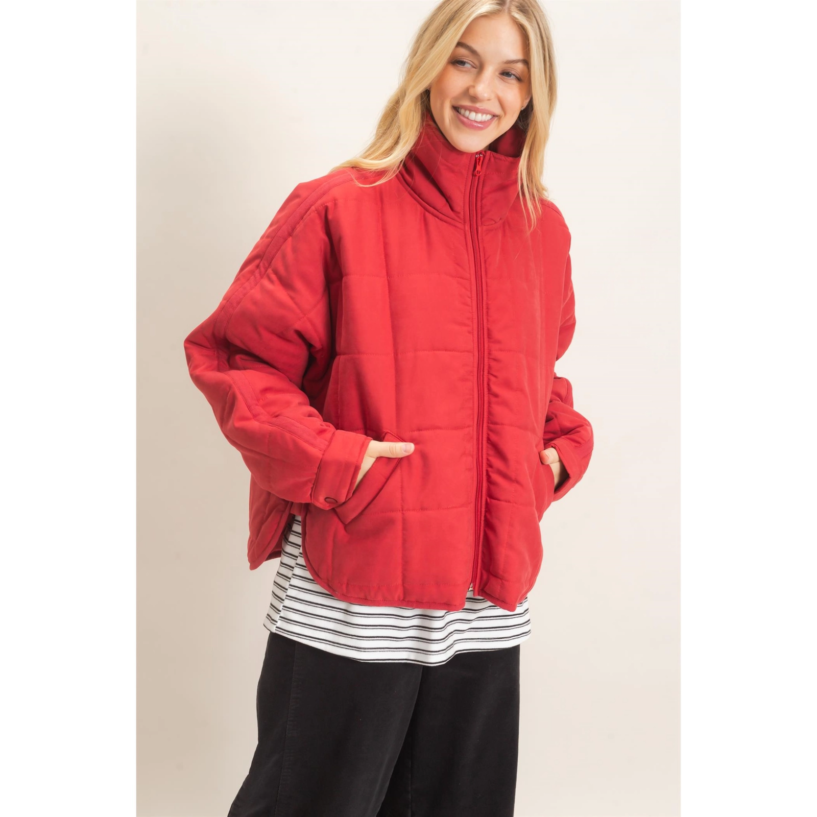 Quilted High Collar Jacket