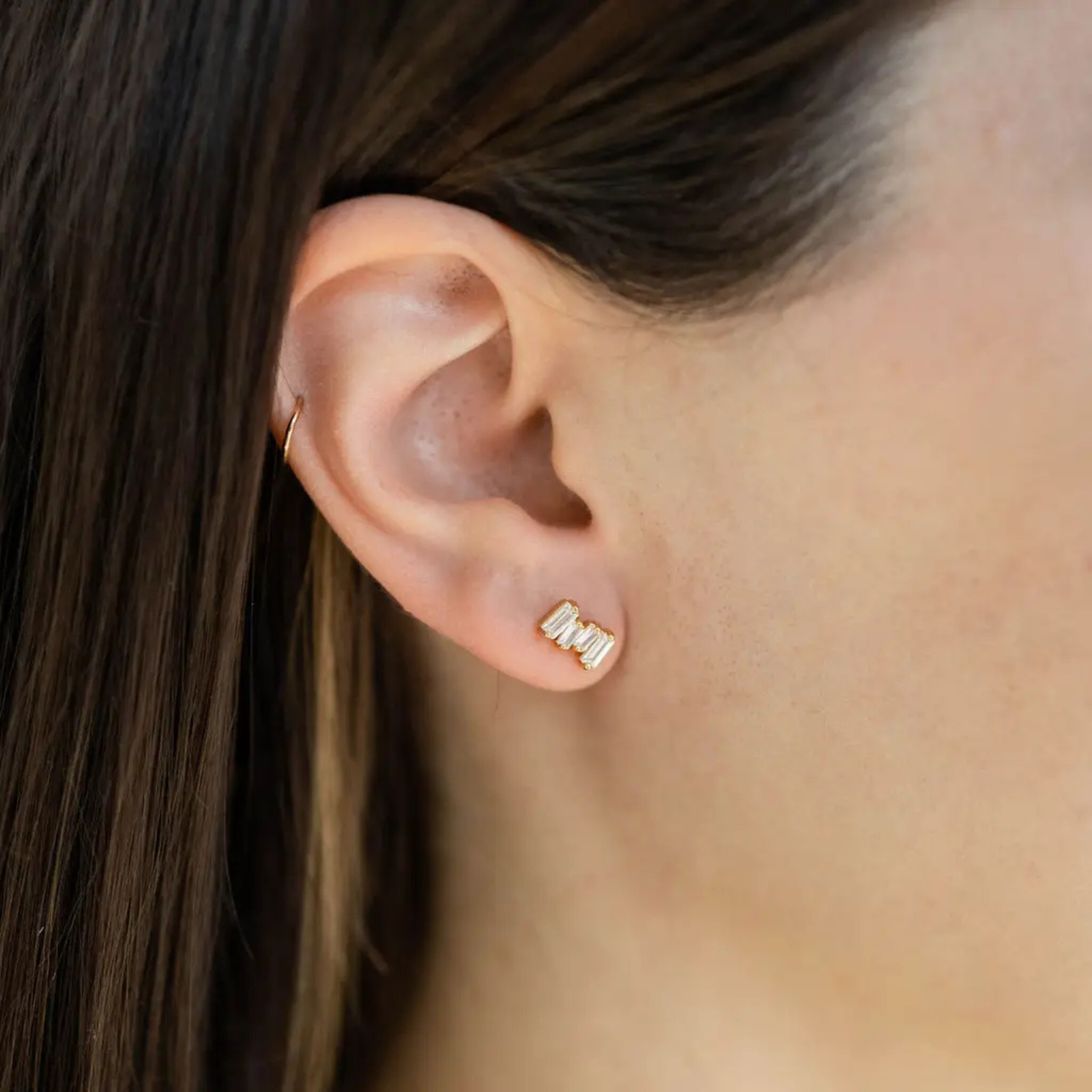 Bridgette Diamond Cluster Stud Earrings in Gold