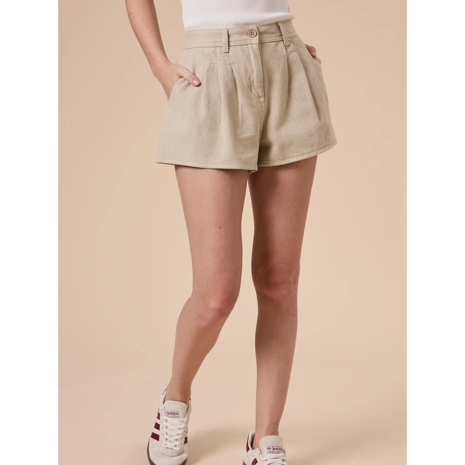 Pleated Front Detail Shorts