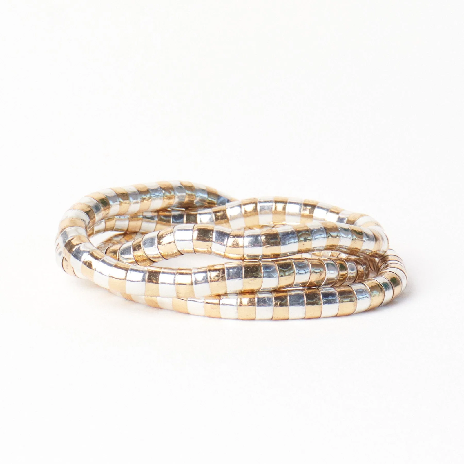 Lucille Round Bead Stretch Bracelet Mixed Metal Brass
