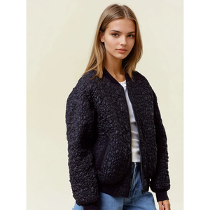 Popcorn Quilted Bomber Jacket