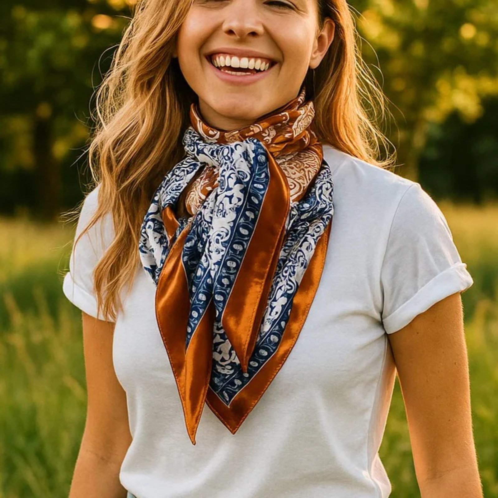 Rust & Navy Paisley Wild Rag / Scarf
