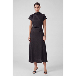 Metallic Knit Mock Neck Maxi Dress