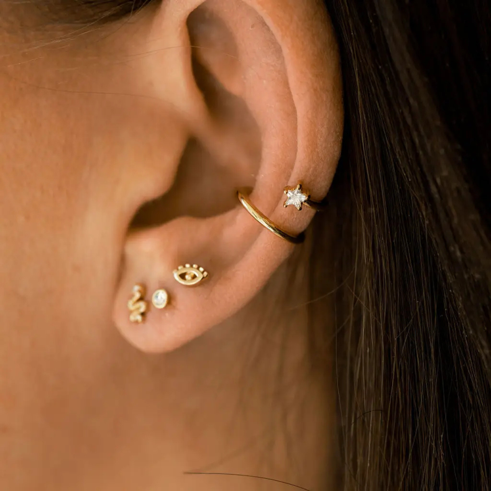 Evil Eye Stud Earring in Gold