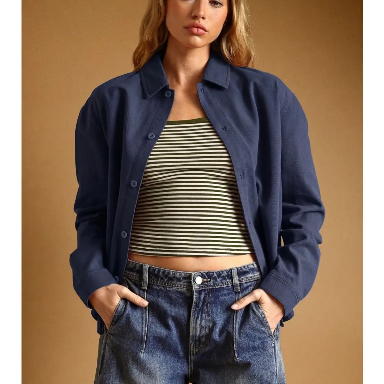 Washed Color Button Front