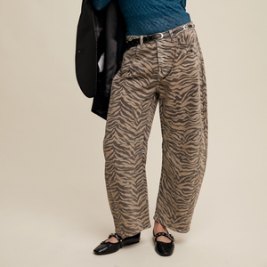 Zebra Print Barrel Jeans