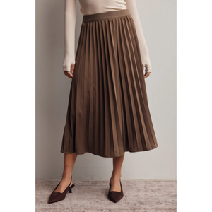 Stretch Pleated Midi Skirt