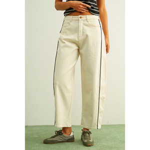 Piping Detailed Barrel Pants