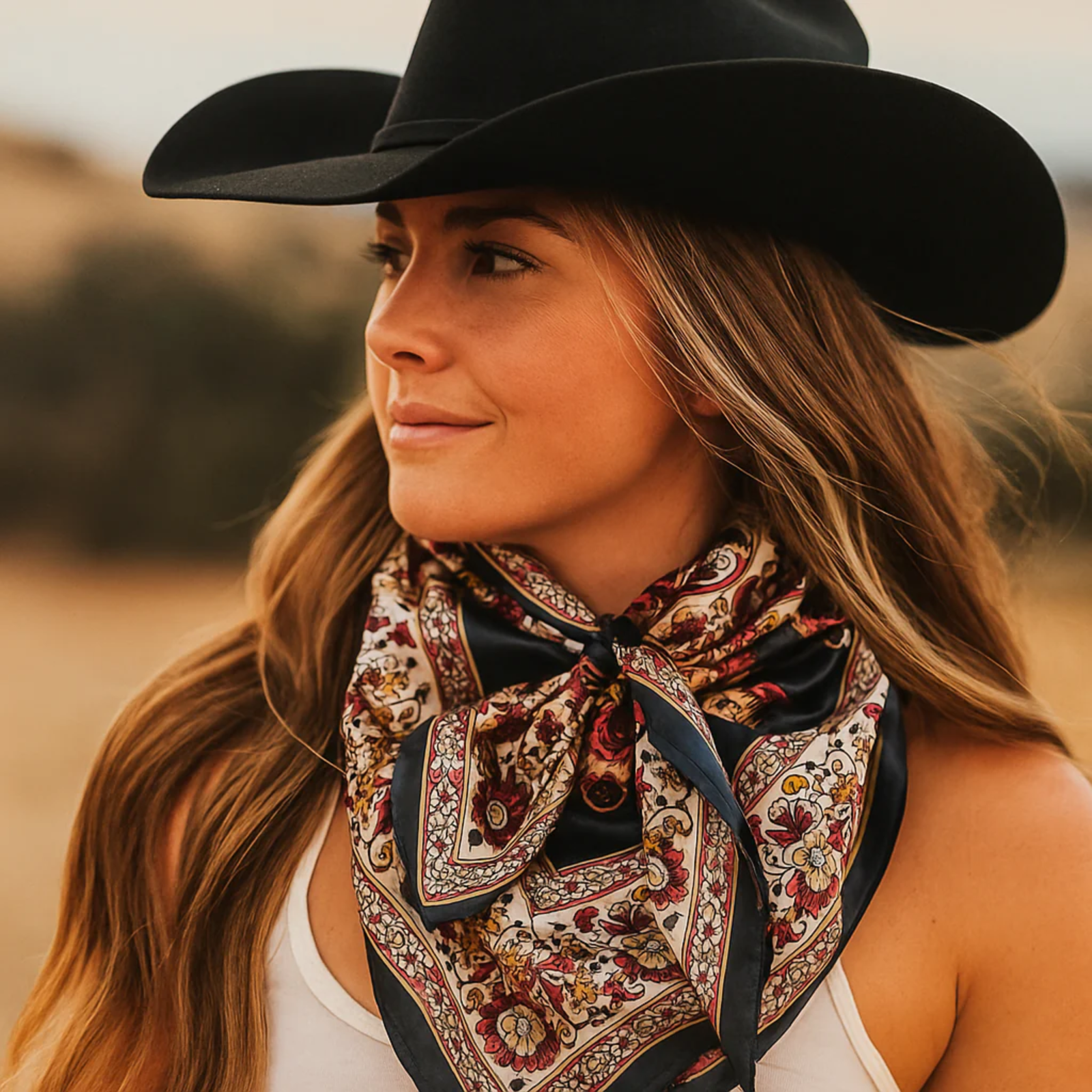 Navy and Burgundy Flowers and Paisley Wild Rag