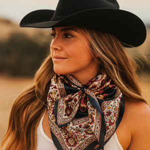 Navy and Burgundy Flowers and Paisley Wild Rag
