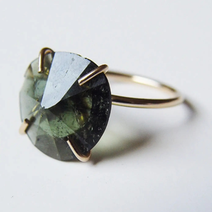 Olive Green Moldavite 14k Ring