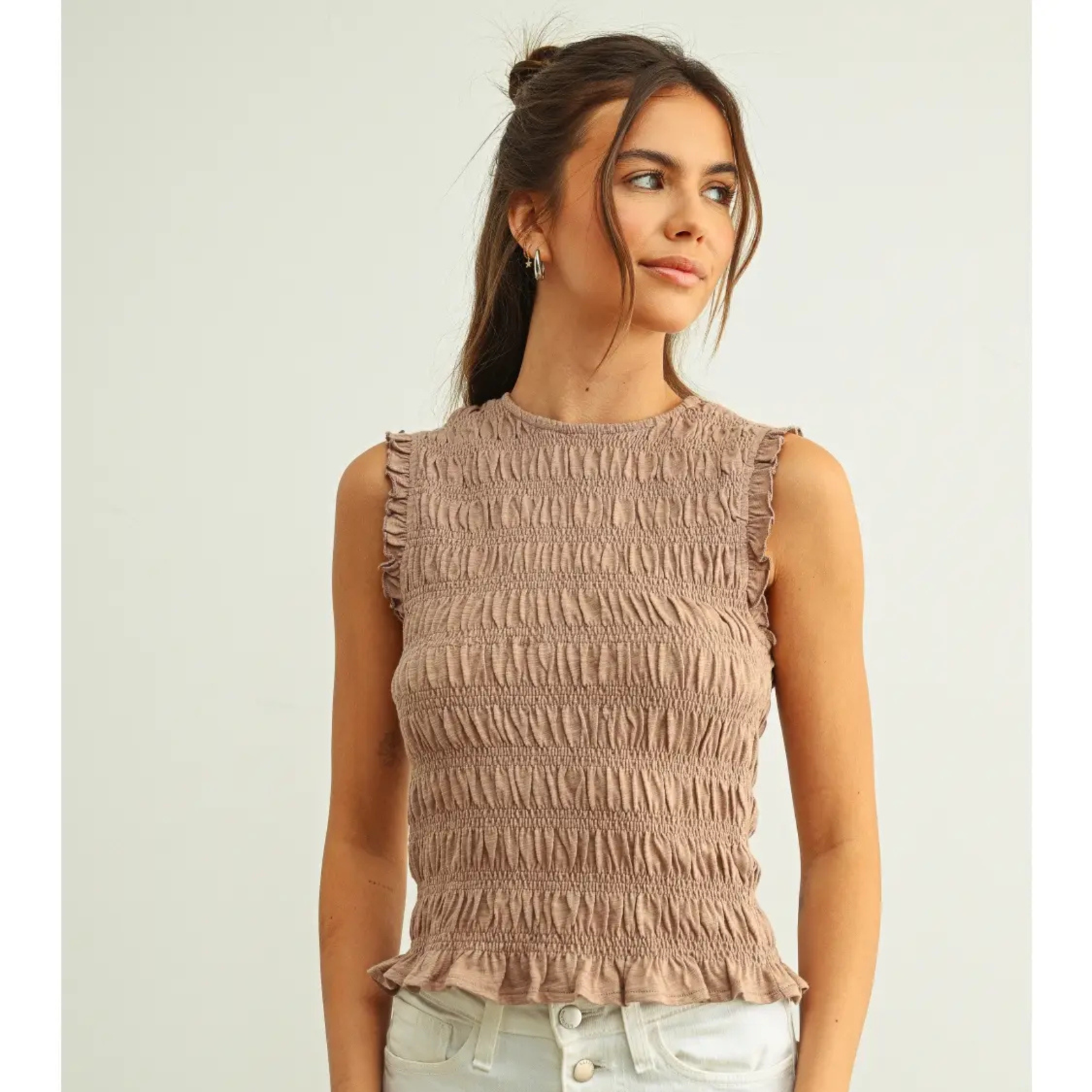 Sleeveless with All Over Smocking Top