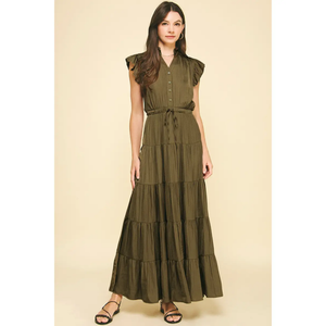 Satin Tiered Maxi Dress