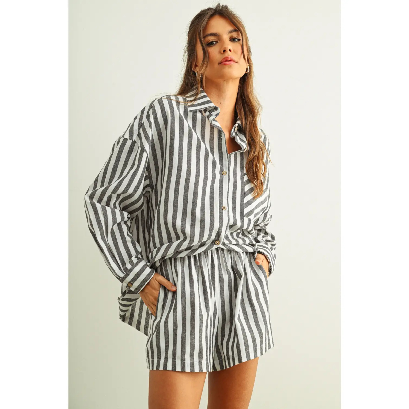 Striped Button Down Linen Shirt