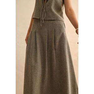 Herringbone Pleated Skirt