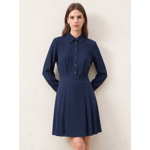 Pleated Button Down Mini Dress