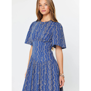 Embroidered Half Sleeve Maxi Dress