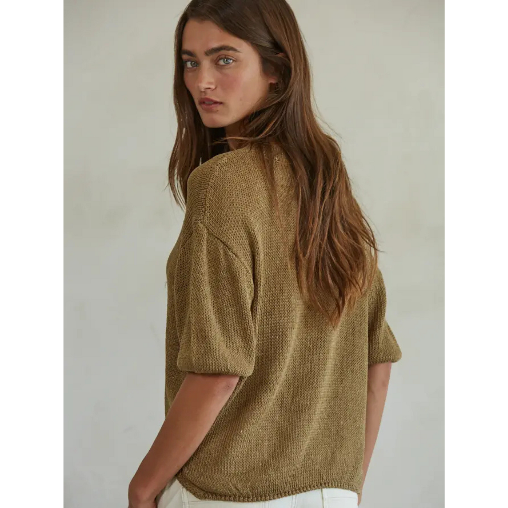 Knit Sweater Crew Neck Drop Shoulder Top