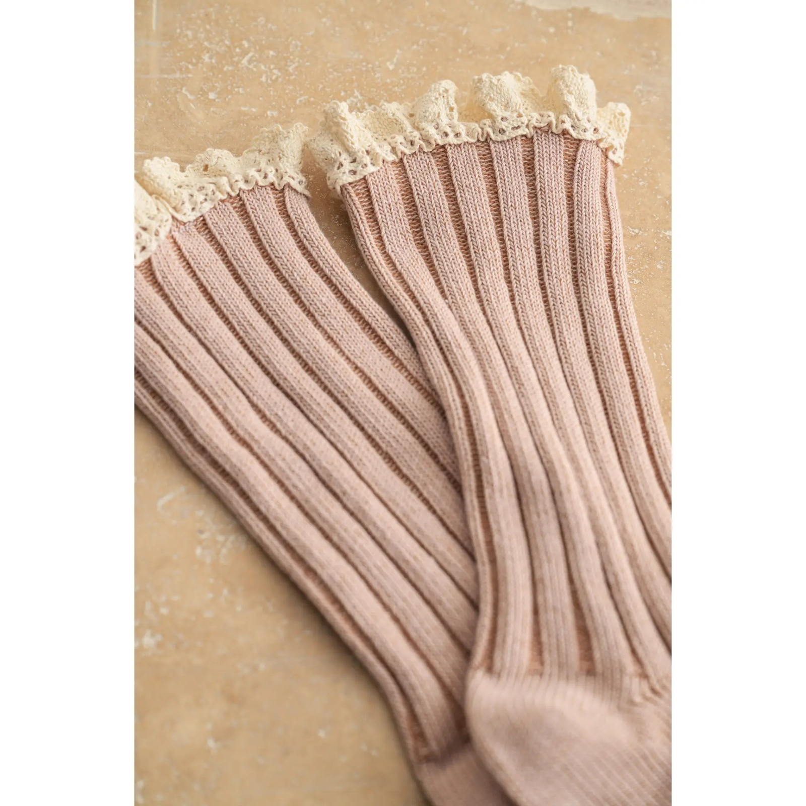 Mauve Crochet Trim Socks
