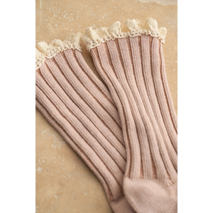 Mauve Crochet Trim Socks