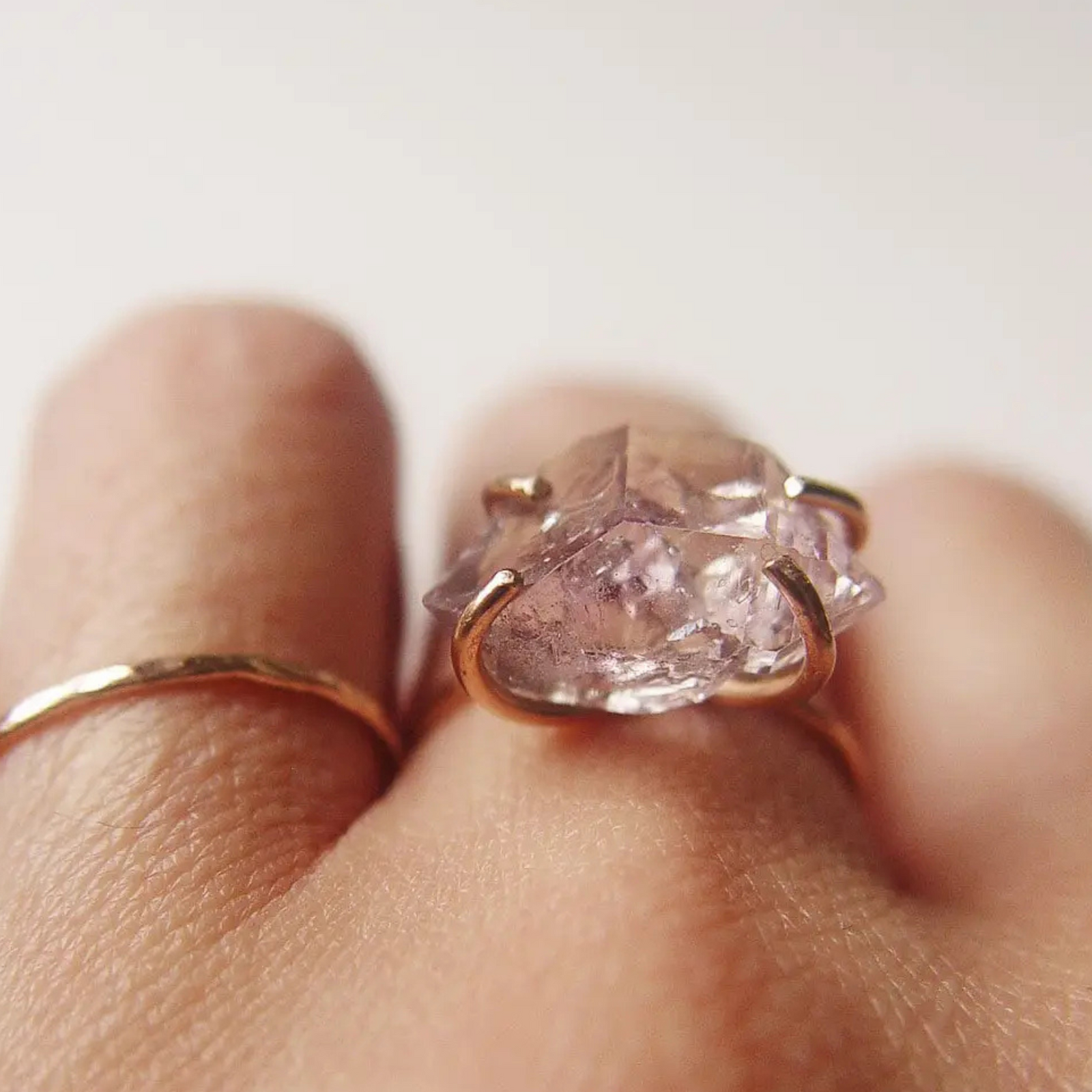 Amethyst Herkimer Ring