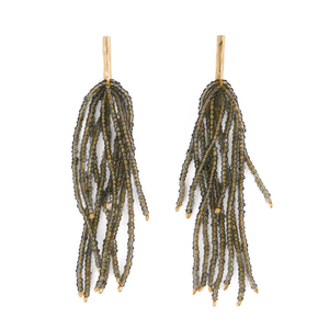 Marissa Brass + Bead Fringe Earrings