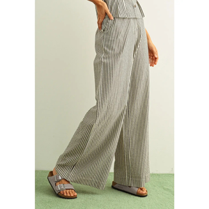 Striped Pattern Wide Leg Trouser