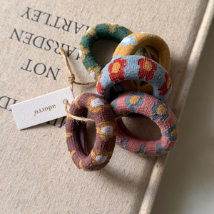 Multicolor Flower Thick Seamless Hair Ties