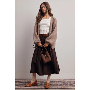 Button Front Cord Skirt