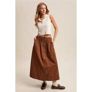 Front Pleated Waist Maxi