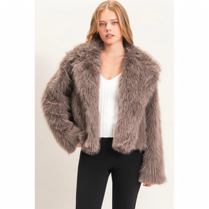 Shawl Collar Faux Fur Jacket