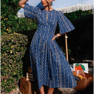 Embroidered Half Sleeve Maxi Dress