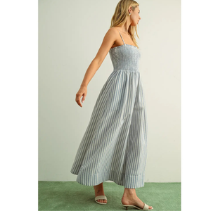 Smocking Top Striped Maxi Dress