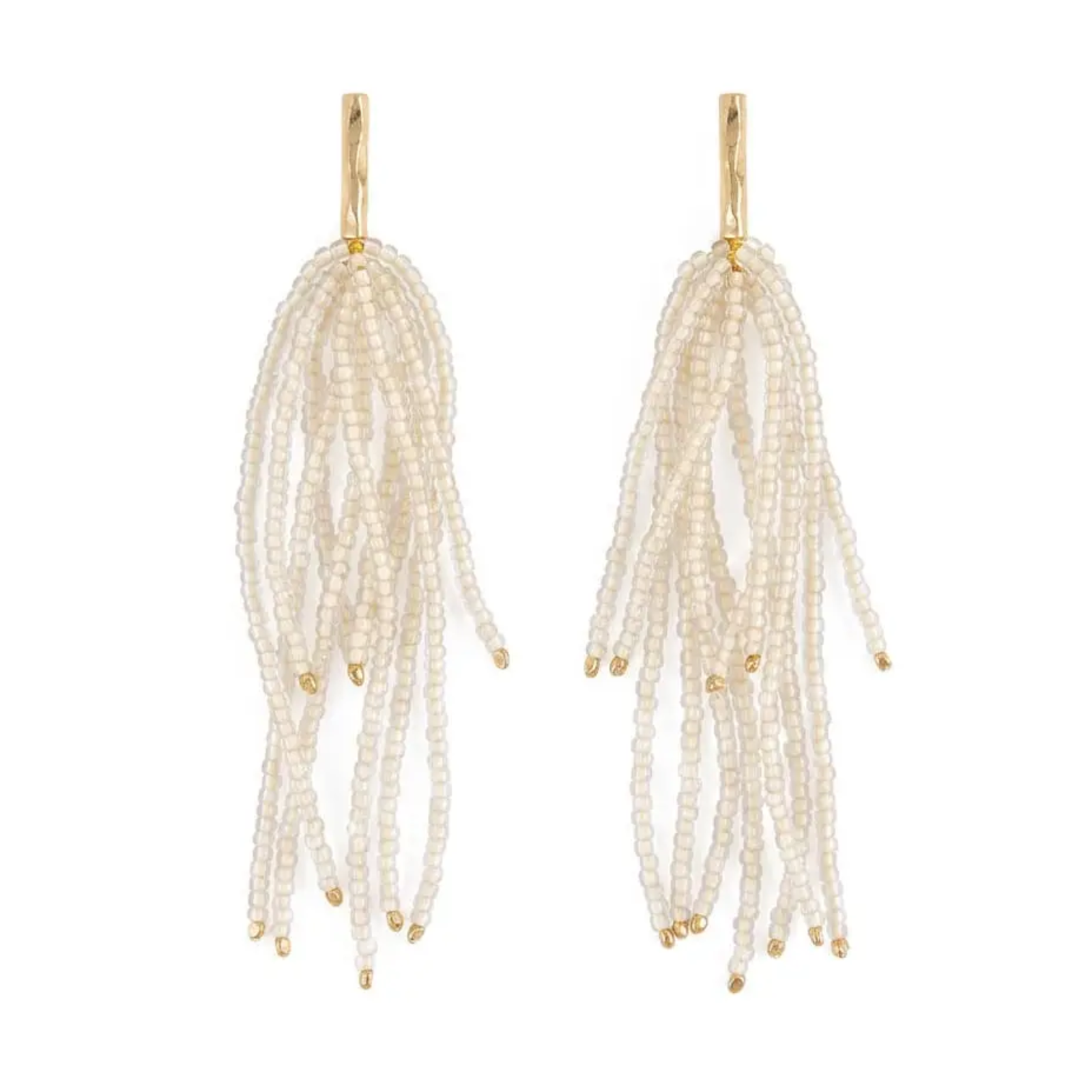 Marissa Brass + Bead Fringe Earrings