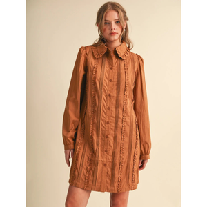 Ruffle Button Down Mini Dress