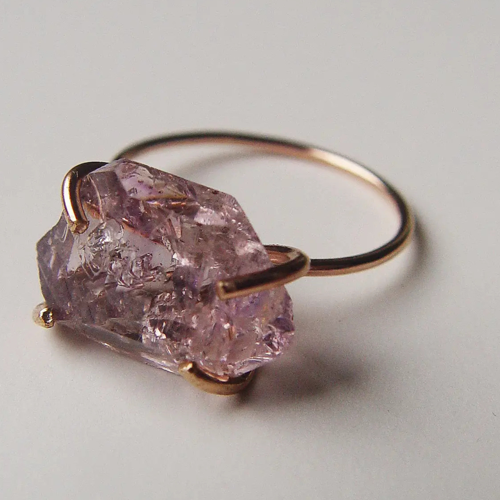 Amethyst Herkimer Ring