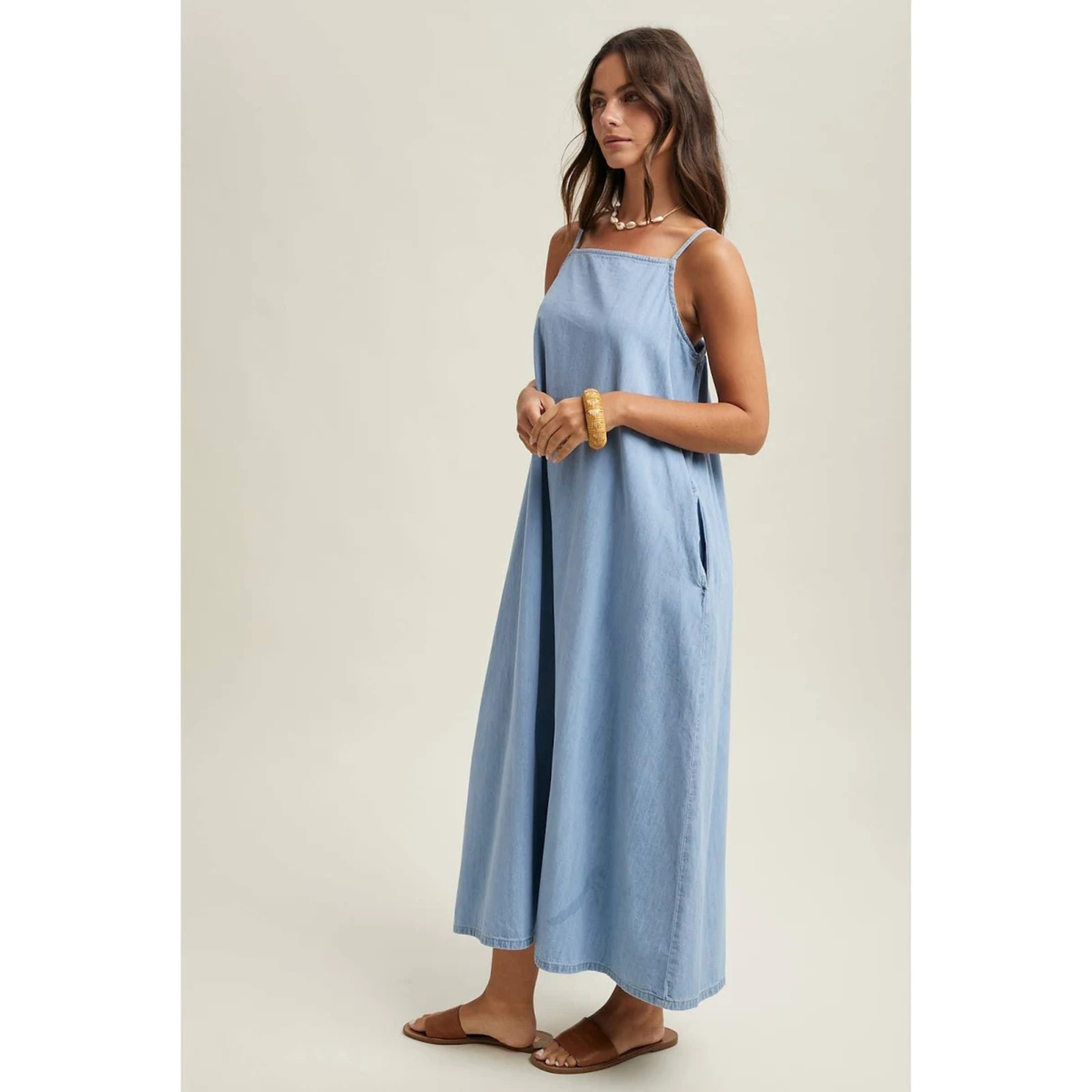 Denim Chambray Maxi Dress
