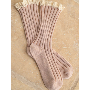 Mauve Crochet Trim Socks