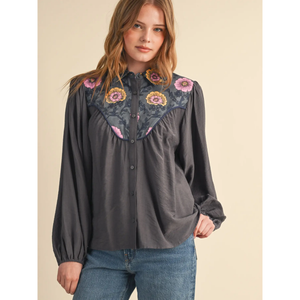 Wild Floral Contract Long Sleeve Button Up