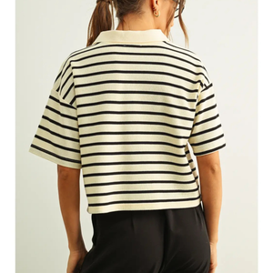 Stripe Pattern Polo Shirt