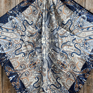 Blue, Cream and Tan Paisley Wild Rag / Scarf