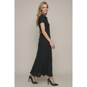 Ruffle Hem Maxi Button Front Dress