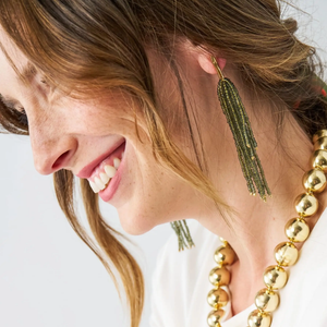 Marissa Brass + Bead Fringe Earrings