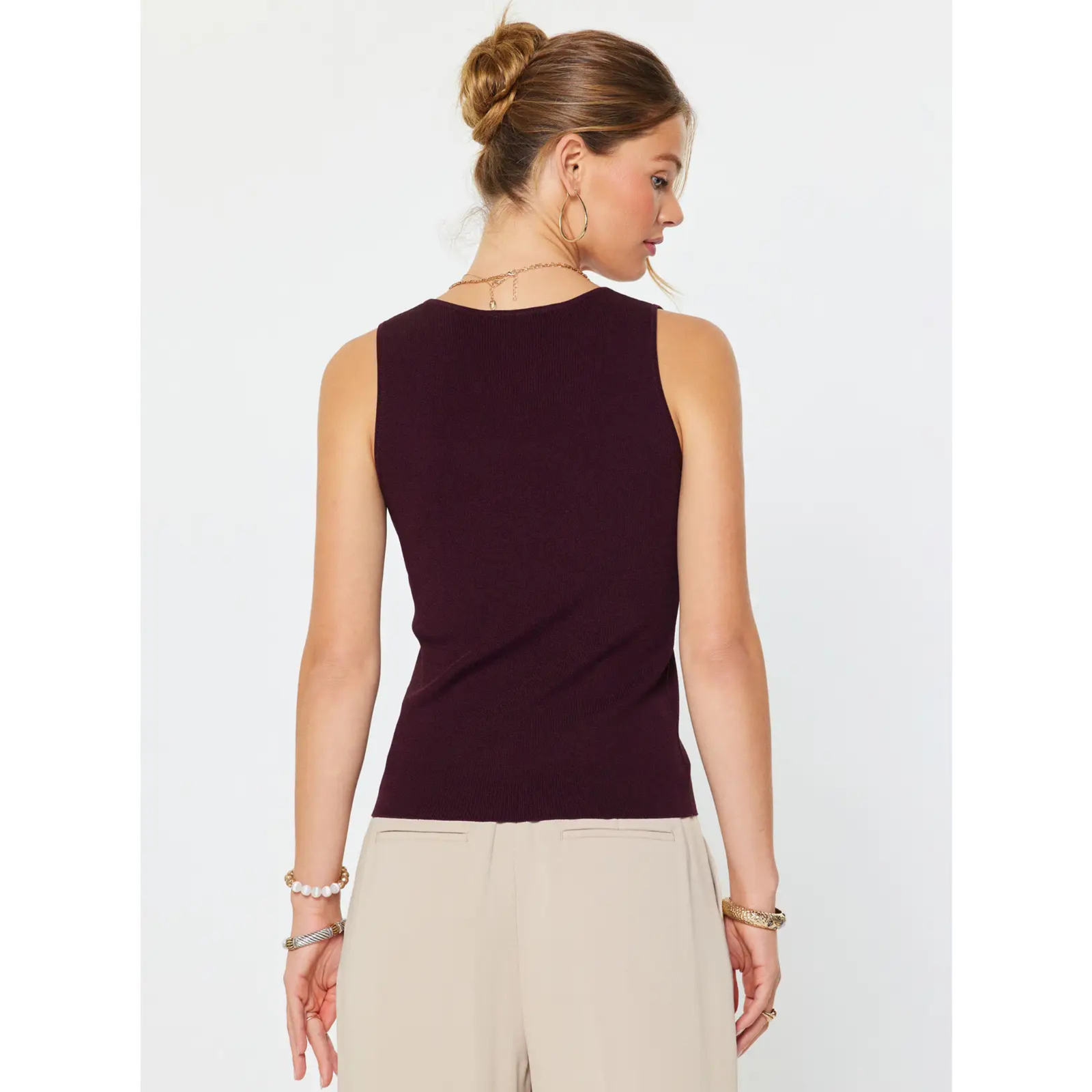 Maroon V-Neck Top