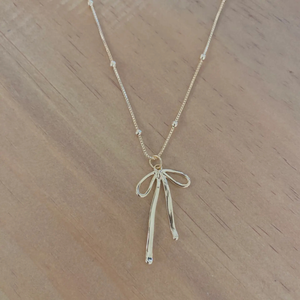 Bowtie Bow Charm Pendant Necklace