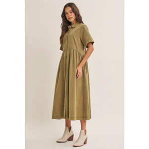 Heritage Mineral- Washed Relaxed Cotton Shirt Midi Dress